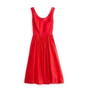 J. Peterman Red Sleeveless Scoop Neck Cotton Fit & Flare Midi Dress Size 14
